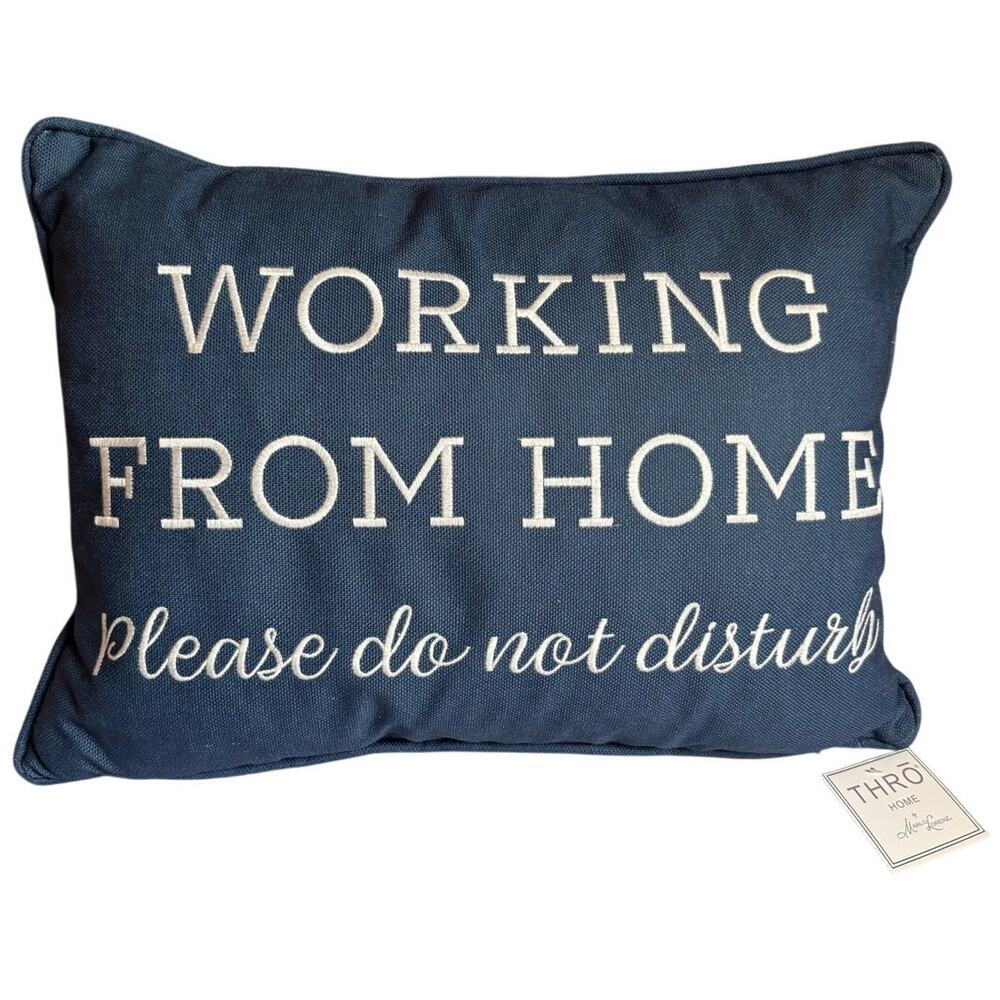 Working From Home Please Do Not Disturb Embroidered Throw Accent Pillow